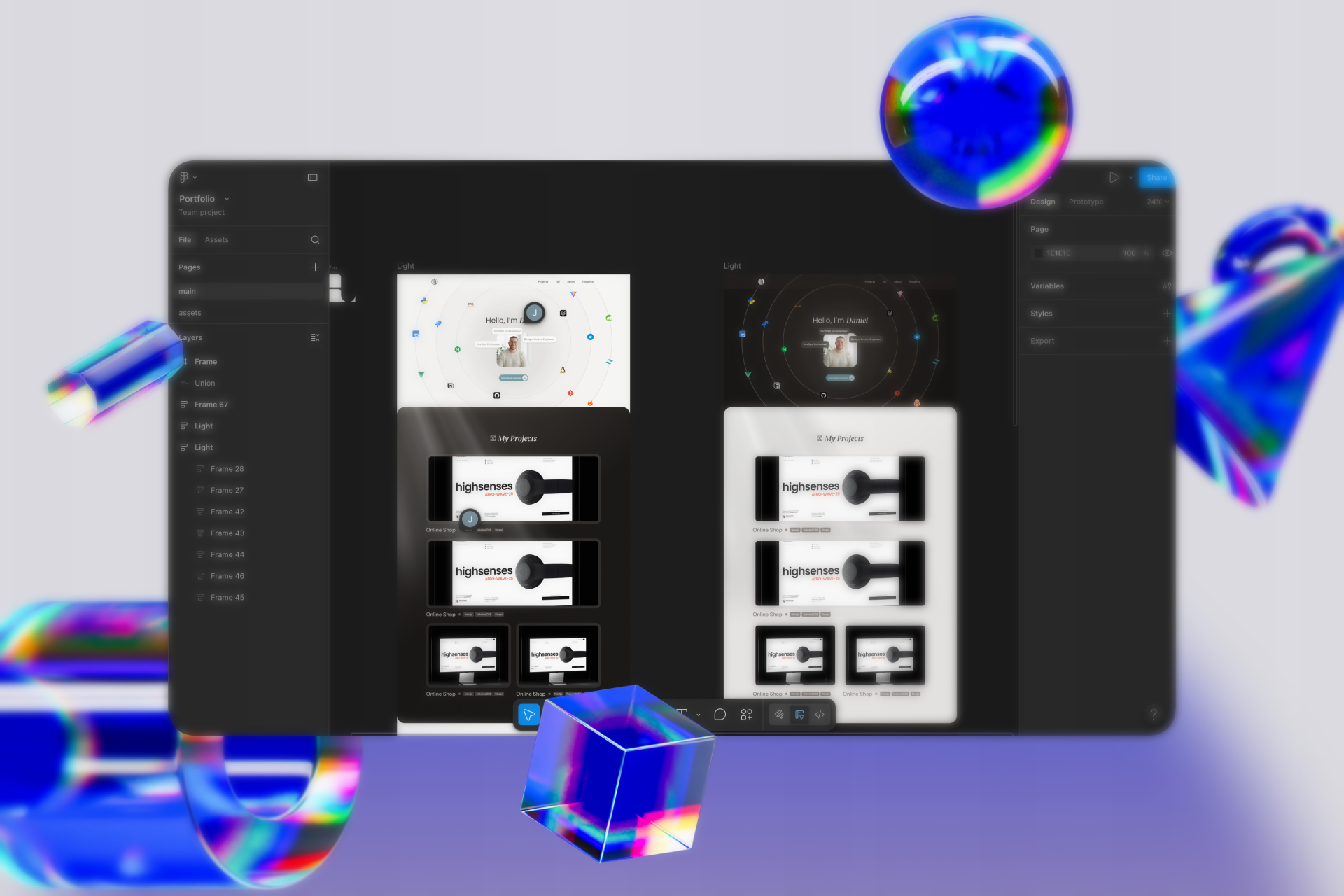 Figma design files for the portfolio