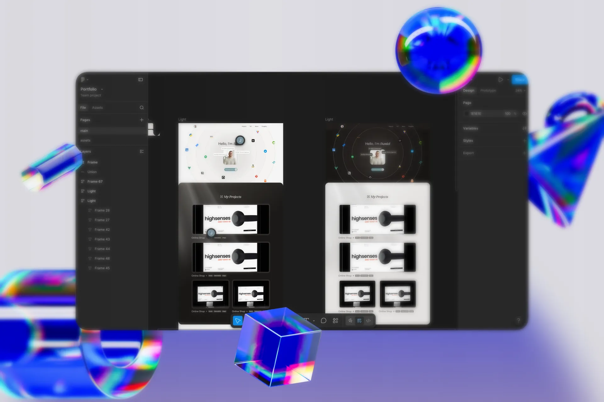 Figma design files for the portfolio